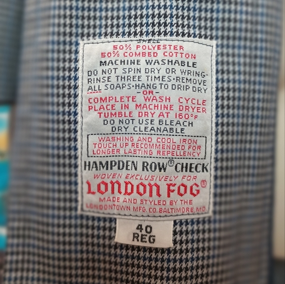 London Fog Men's Parliament Plush Gray Houndstooth Trench Coat Size 40 Reg - Picture 15 of 15